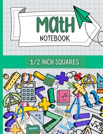 math notebook 1/2 inch squares graph paper composition notebook for kids and students large size 8 5x11 inch