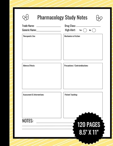 yellow pharmacology study notes notebook for student nurses 1st edition little dingo b0chm6nl9z