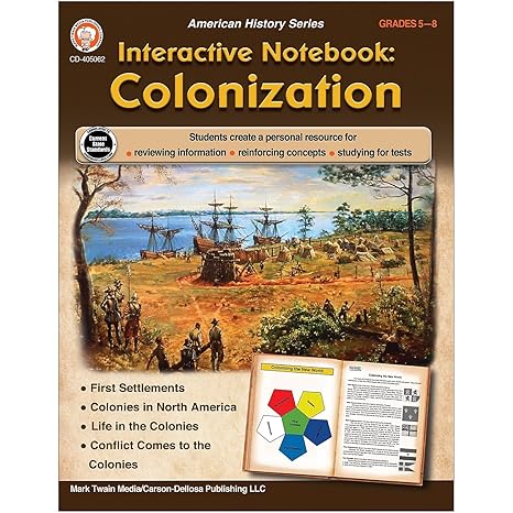 mark twain media colonization interactive notebook grades 5 8 social studies first settlements and north