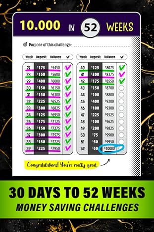 30 days to 52 weeks money saving challenges low income savings challenges log book with fun and easy ways to
