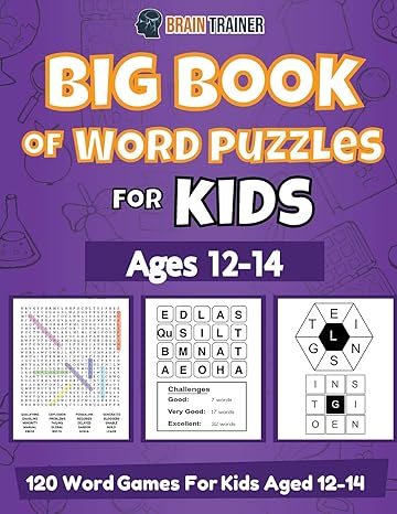 big book of word puzzles for kids ages 12 14 120 word games for kids aged 12 14 1st edition brain trainer