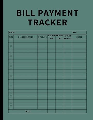 bill payment tracker invoices monthly organizer and annual report for small business self employed and