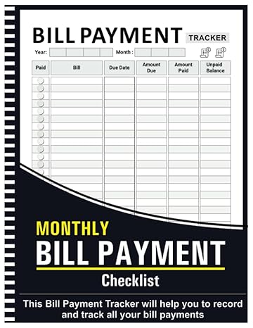 bill tracker notebook monthly bill organizer and planner for budgeting financial finance and payments