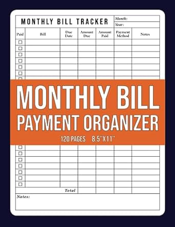 monthly bill payment organizer bill payment planner and organizer money management guide 1st edition elmehdi