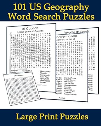 101 us geography word search puzzles large print brain building entertainment 1st edition ae mortensen