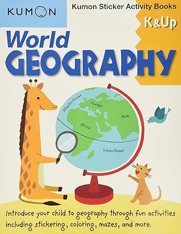 kumon k and up world geography sticker activity book act csm edition kumon 1941082696, 978-1941082690