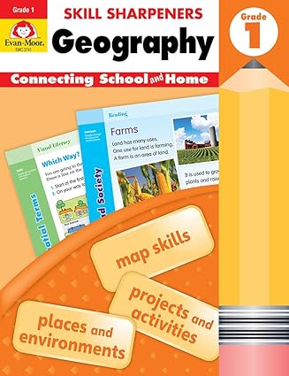 evan moor skill sharpeners geography grade 1 activity book supplemental at home resource geography skills