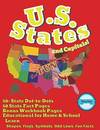 us states and capitals dot to dot state shapes fun facts workbook material for all ages learning states and