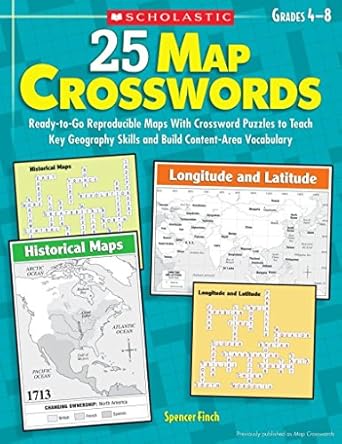 25 map crosswords ready to go reproducible maps with crossword puzzles to teach key geography skills and