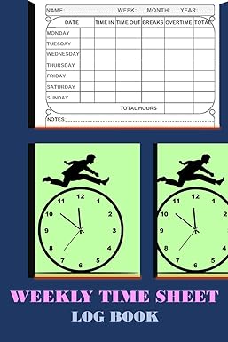 weekly time sheet log book record work hours workers time time book for employees 2 weeks per page for 196