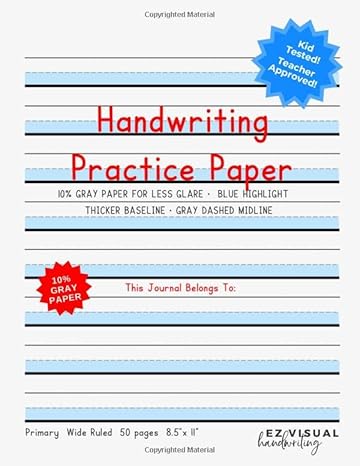 handwriting practice paper blue highlight + gray paper composition journal improves handwriting for kids