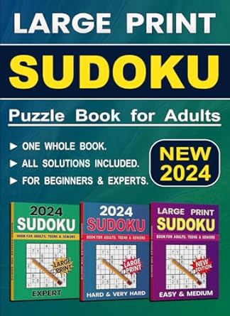 2024 sudoku book for adults sudoku puzzles for adults large print easy to hard with full solutions 1st