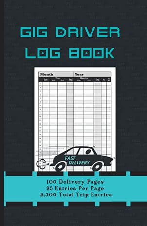gig driver log book for delivery workers or independent contractors to record deliveries hours income and