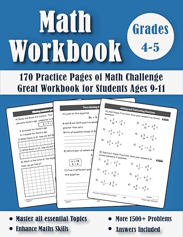 math workbook grades 4 5 math practice book worksheets for and 5th grades exercise workbook for kids ages 9
