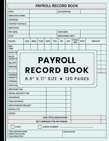 payroll record book simple weekly employee payroll log book payroll accounting and bookkeeping record sheets