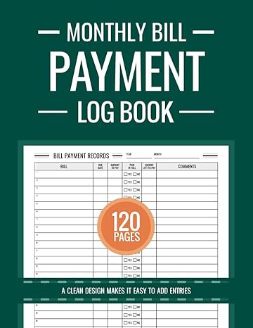 monthly bill payment log book monthly bill tracker monthly bill records log book bill planner and organizer