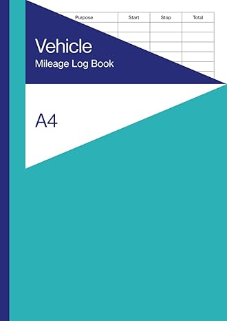 vehicle mileage log book a4 large format record / logbook / miles tracker for taxes turquoise and blue cover