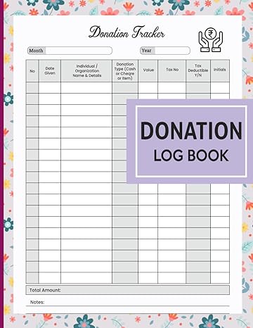 donation log book donations tracker journal logbook notebook planner non profit organizations financial
