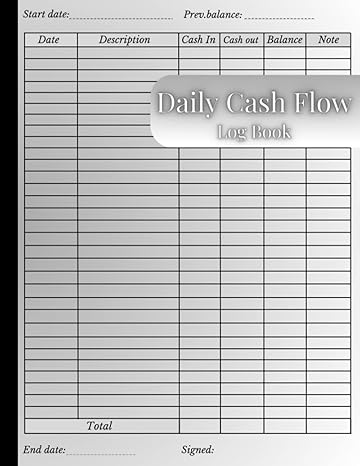 daily cash flow log book petty cash log book for tracking money financial record keeping notebook for