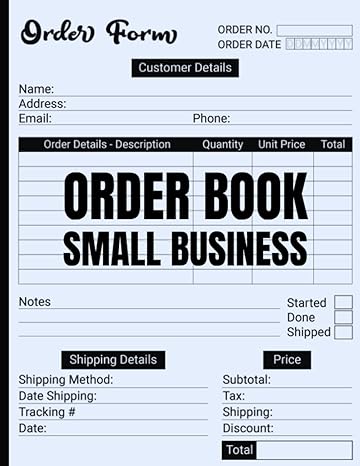 order book purchase order forms for small business customer order record book keep track of your customer