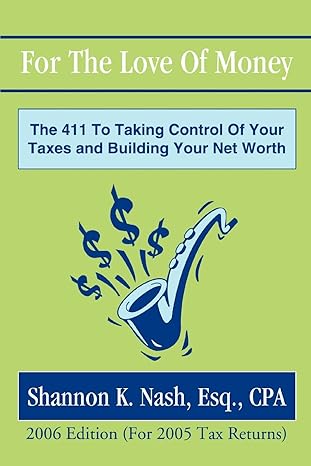 for the love of money the 411 to taking control of your taxes and building your net worth 0 edition shannon