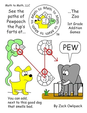 math to math llc see the paths of pewpooch the pup s farts at the zoo 1st grade addition games 1st edition