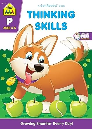 school zone thinking skills workbook 64 pages ages 3 to 5 preschool to kindergarten problem solving logic and
