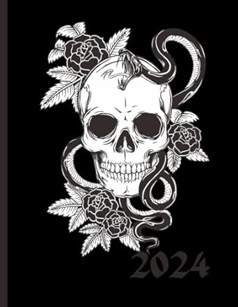 gothic a4 week to view 2024 diary with a skull and rose theme weekly planner for the home office 1st edition