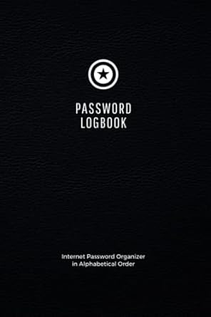 password logbook alphabetical internet password organizer with a stylish black cover 100+ logs in a compact