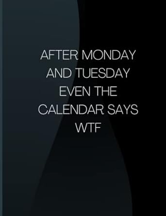 after monday and tuesday even the calendar says wtf funny blank lined journal coworker notebook with witty