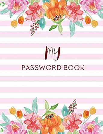 my password book large print password book with alphabetical tabs for seniors watercolor floral and pink