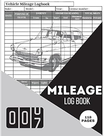 mileage log book a mileage record book daily mileage for taxes car and vehicle tracker for business or