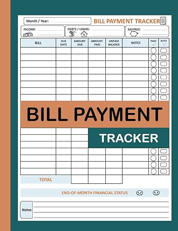 bill payment tracker bill tracker notebook and monthly bill payments checklist planner and organizer log book