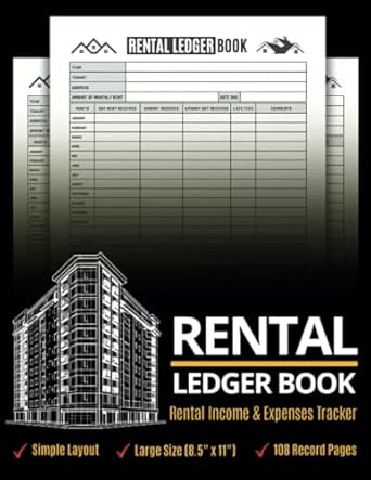 rental ledger book a landlord property manager journal for keeping track and record all tenant rent payment