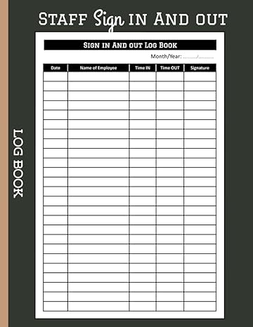 staff sign in and out log book employee time sheet log book for small businesses office and front desk
