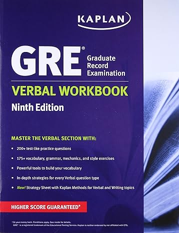 gre verbal workbook 9th edition kaplan test prep 1625232985, 978-1625232984