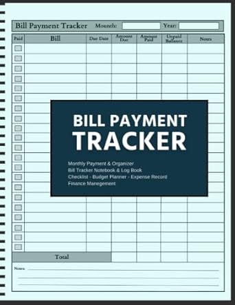 bill payment tracker simlpe monthly bill payment and organizer bill tracker planner log book to record