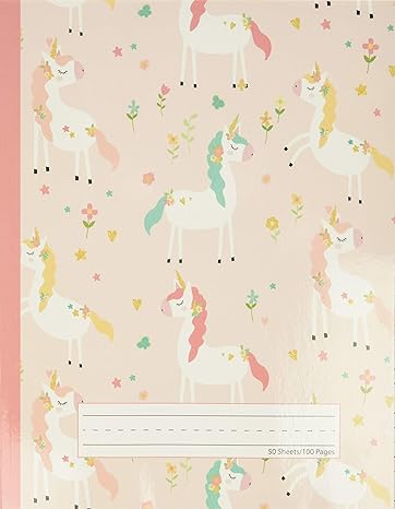 unicorn flowers primary story journal dotted midline and picture space grades k 2 composition school exercise