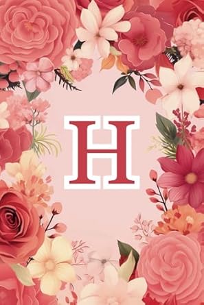 h beautiful floral cover workbook with initial monogram letter h journal and diary to write in for women and