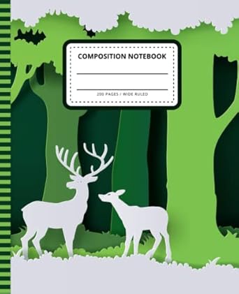 deer forest composition notebook 7 5 x 9 25 inch / 200 pages / wide ruled paper for writing homework notes