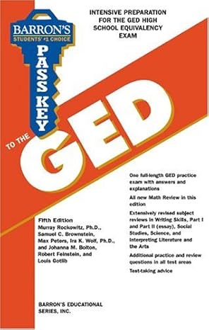 pass key to the ged 5th edition murray rockowitz ph.d. ,samuel c. brownstein ,max peters ,ira k. wolf ph.d.