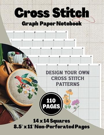 cross stitch graph paper notebook 14 count squares per inch grid design your own cross stitching embroidery