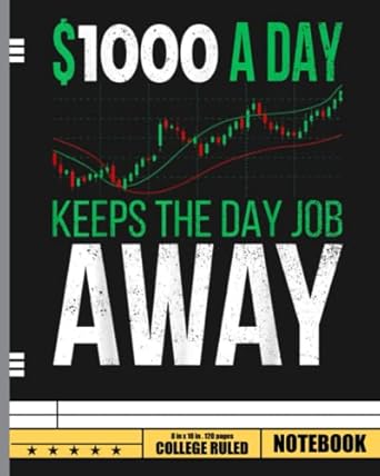 $1000 a day keeps the day job away stock day trader trading notebook wide ruled composition notebook bitcoin