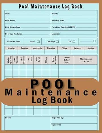 pool maintenance log book simple daily swimming pool record book for keeping track of chemicals for the