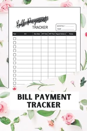 bill payment tracker budgeting financial planning journal budget notebook vintage flower frame cover 1st