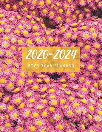 2020 2024 five year planner pink yellow marguerite daisy flower nature 5 year 60 months calendar monthly