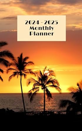 2024 2025 monthly planner orange tropical sunset 24 mo planner w/ contacts notes and passwords 1st edition