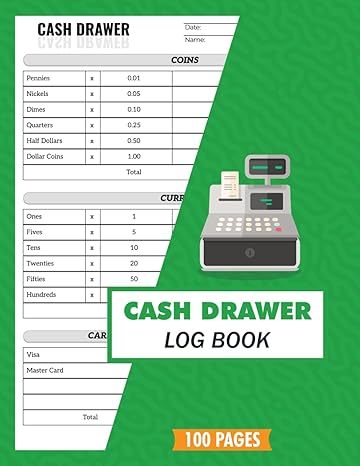 cash drawer log book large cash drawer tracker to record the inflow and outflow of cash and coins 100 pages
