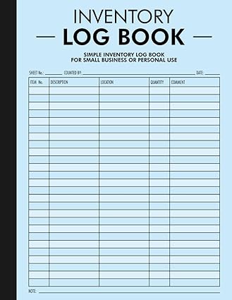 inventory log book simple inventory book for small business or personal use with 120 pages blue cover 1st