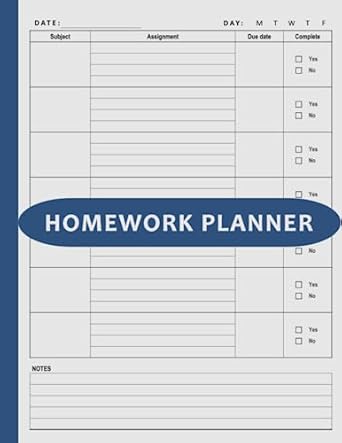 homework planner undated assignment book/notebook for elementary middle/high school college students 120